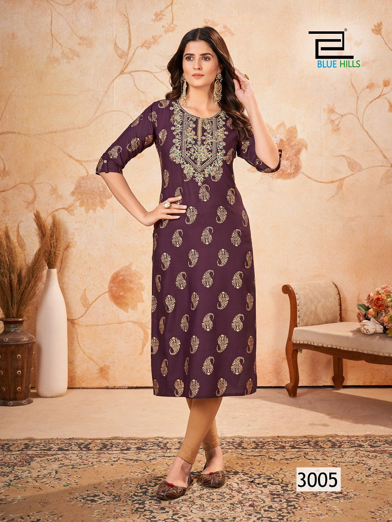 Blue Hills Classic Touch Vol 3 Rayon Printed Kurtis Wholesale Clothing Suppliers In India
